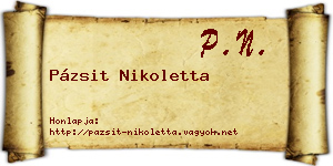 Pázsit Nikoletta névjegykártya