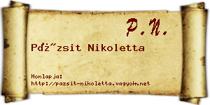 Pázsit Nikoletta névjegykártya