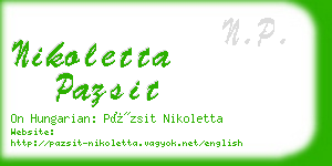 nikoletta pazsit business card